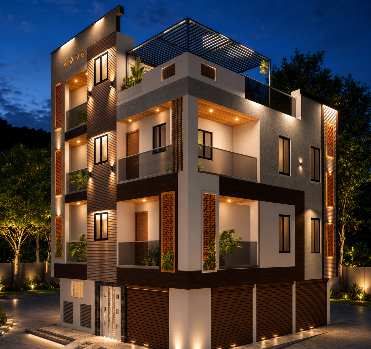 30×30 Corner House Elevation